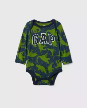 Боди для мальчика с длинными рукавами и принтом логотипа бренда Gap, синий