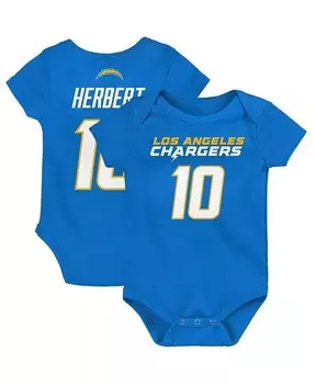Боди для мальчиков и девочек Justin Herbert Powder Blue Los Angeles Chargers Mainliner с именем и номером игрока Outerstuff, синий
