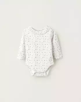 Боди для маленьких девочек из 100% хлопка с рисунком Zippy, белый