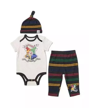 Боди для малышей Гриффиндор Хаффлпафф Равенкло, штаны и шапка для маленьких мальчиков, комплект из 3 предметов для новорожденных Harry Potter, белый