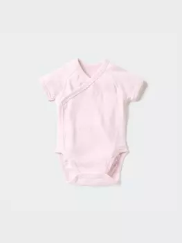 Боди для новорожденных с короткими рукавами и застежкой спереди Uniqlo, цвет 10 розовый