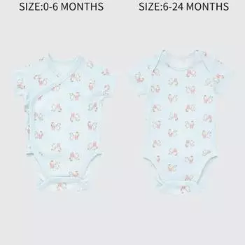 Боди для новорожденных Uniqlo Newborn Joy Of Print Animal Short Sleeved, голубой