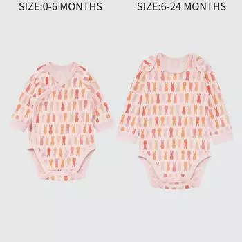 Боди для новорожденных Uniqlo Newborn Joy Of Print Long Sleeved, розовый