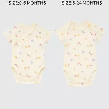 Боди для новорожденных Uniqlo Newborn Joy Of Print Short, кремовый