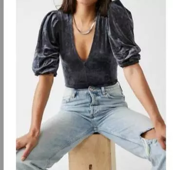 Боди Don't You Wish в цвете семян подсолнечника (темно-серый) Free People