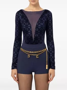 Боди Elisabetta Franchi с флокированным логотипом, синий