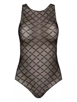 Боди Elisabetta Franchi с геометричным узором, черный