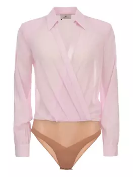 Боди Elisabetta Franchi с запахом спереди и длинными рукавами, розовый