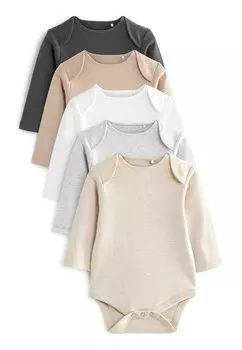 Боди ESSENTIAL BABY LONG SLEEVE BODYSUITS 5 PACK Next, цвет neutral