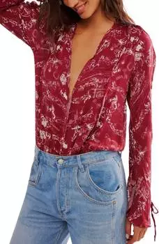 Боди Everythings Rosy с принтом в стиле вестерн Free People, цвет western print