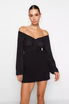 Боди - Фиолетовый - Приталенный Trendyol, фиолетовый