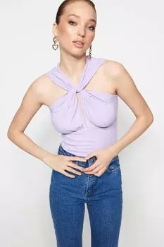 Боди - Фиолетовый - Приталенный Trendyol, фиолетовый