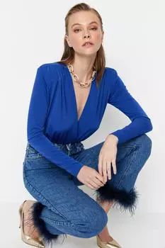 Боди - Фиолетовый - Приталенный Trendyol, фиолетовый