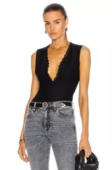 Боди Fleur Du Mal Margo Lace Trim Deep V, черный