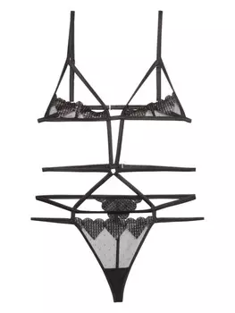 Боди Fleur Du Mal с вышитыми сердечками, черный