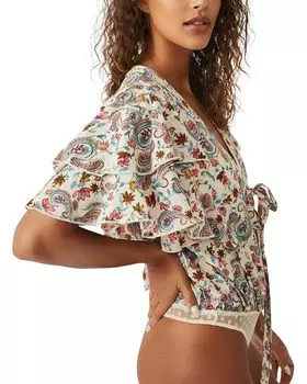 Боди Free People Call Me Later Printed Bodysuit, цвет Sweet Combo