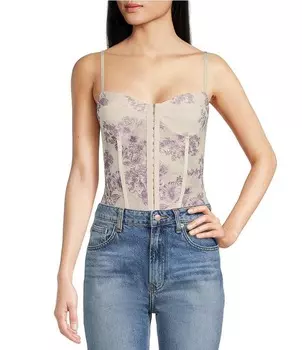 Боди Free People Night Rhythm с принтом и вырезом в форме сердца, белый