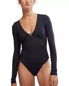 Боди Free People Victoria Plunge Bodysuit, черный