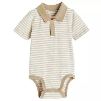 Боди H&M with Collar, бежевый/белый