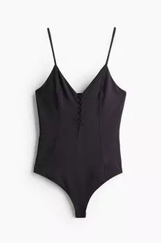 Боди H&M Button-front Thong, черный