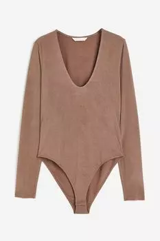 Боди H&M Jersey, темно-бежевый