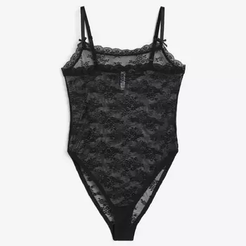 Боди H&M Lace-trimmed Pajama, черный