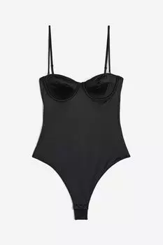 Боди H&M Satin Balconette Thong, черный