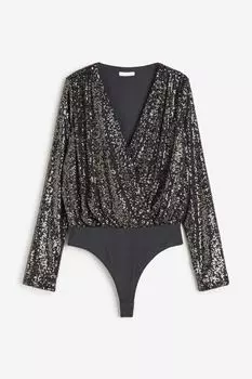 Боди H&M Sequined, темно-серый