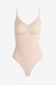 Боди H&M Stretchy and Sculpting Firm Shape Thong, светло-бежевый