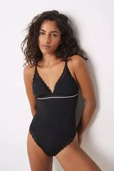 Боди Helankas черно-белое Women'Secret, черный