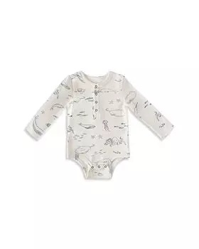 Боди Henley с длинными рукавами и принтом из водного хлопка унисекс Life - для малышей Pehr, цвет White