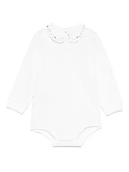 Боди Il Gufo с цветочной вышивкой, белый