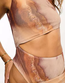Боди из абстрактной сетки с вырезом и вырезом ASOS DESIGN