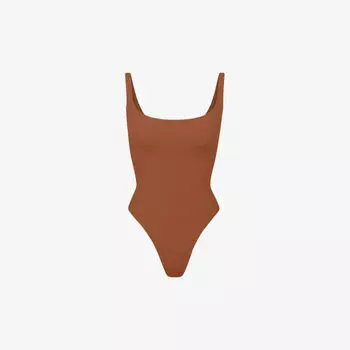 Боди из эластичного джерси с круглым вырезом подходит всем Skims, бронзовый