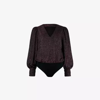 Боди из эластичного джерси с V-образным вырезом и рукавами-блузоном Ro&Zo, розовый