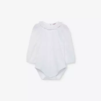 Боди из эластичного хлопка Laura с вышивкой и отделкой 1–24 месяца Trotters, белый