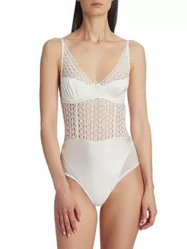 Боди из эластичного кружева макраме Kiki De Montparnasse, белый