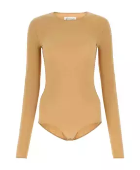 Боди из эластичного нейлона Maison Margiela, бежевый
