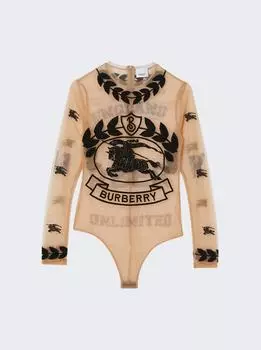 Боди из эластичного тюля с вышивкой Ekd Burberry, цвет neutral