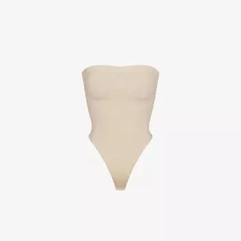 Боди из эластичной ткани со скульптурными сборками Skims, цвет sand