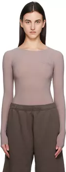 Боди из бежевого лайкрового джерси MM6 Maison Margiela