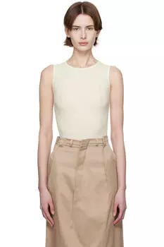Боди из бежевого лайкрового джерси MM6 Maison Margiela
