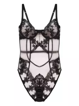 Боди из цветочного кружева оникса Fleur Of England, черный