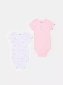 Боди из двух комплектов из органического хлопка с принтом Fagottino, цвет white/pink