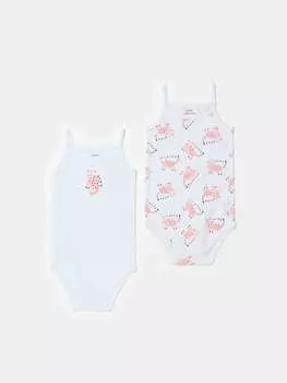 Боди из двух комплектов из органического хлопка с принтом Fagottino, цвет optical white