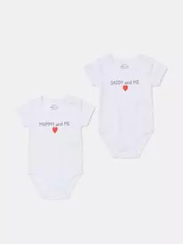 Боди из двух комплектов из органического хлопка с принтом Fagottino, цвет optical white