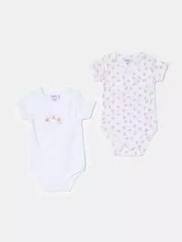 Боди из двух комплектов из органического хлопка с принтом Fagottino, цвет optical white