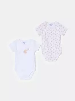 Боди из двух комплектов из органического хлопка с принтом Fagottino, цвет white print 2