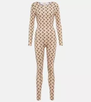 Боди из джерси с принтом MARINE SERRE, бежевый