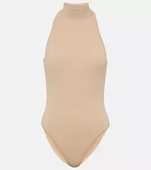 Боди из джерси с воротником халтер Alaa, бежевый
